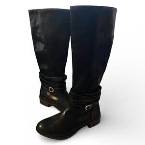 St. John's Bay Women's Winter Boots 10M Black Zip Up Low Block Heel Buckle NEW